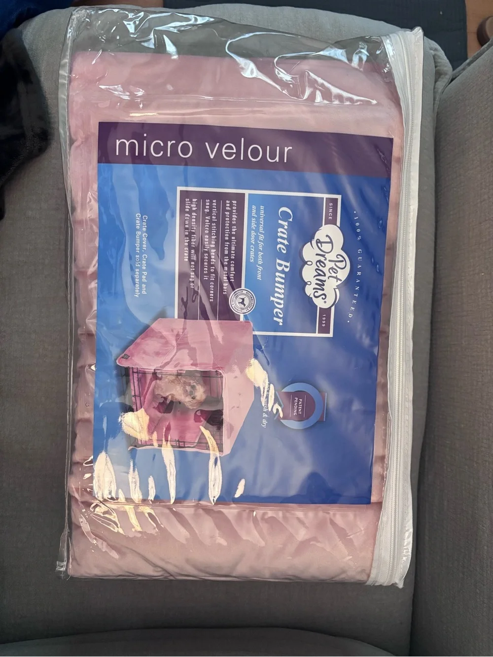 Micro Velour Crate Bumper - Pink
